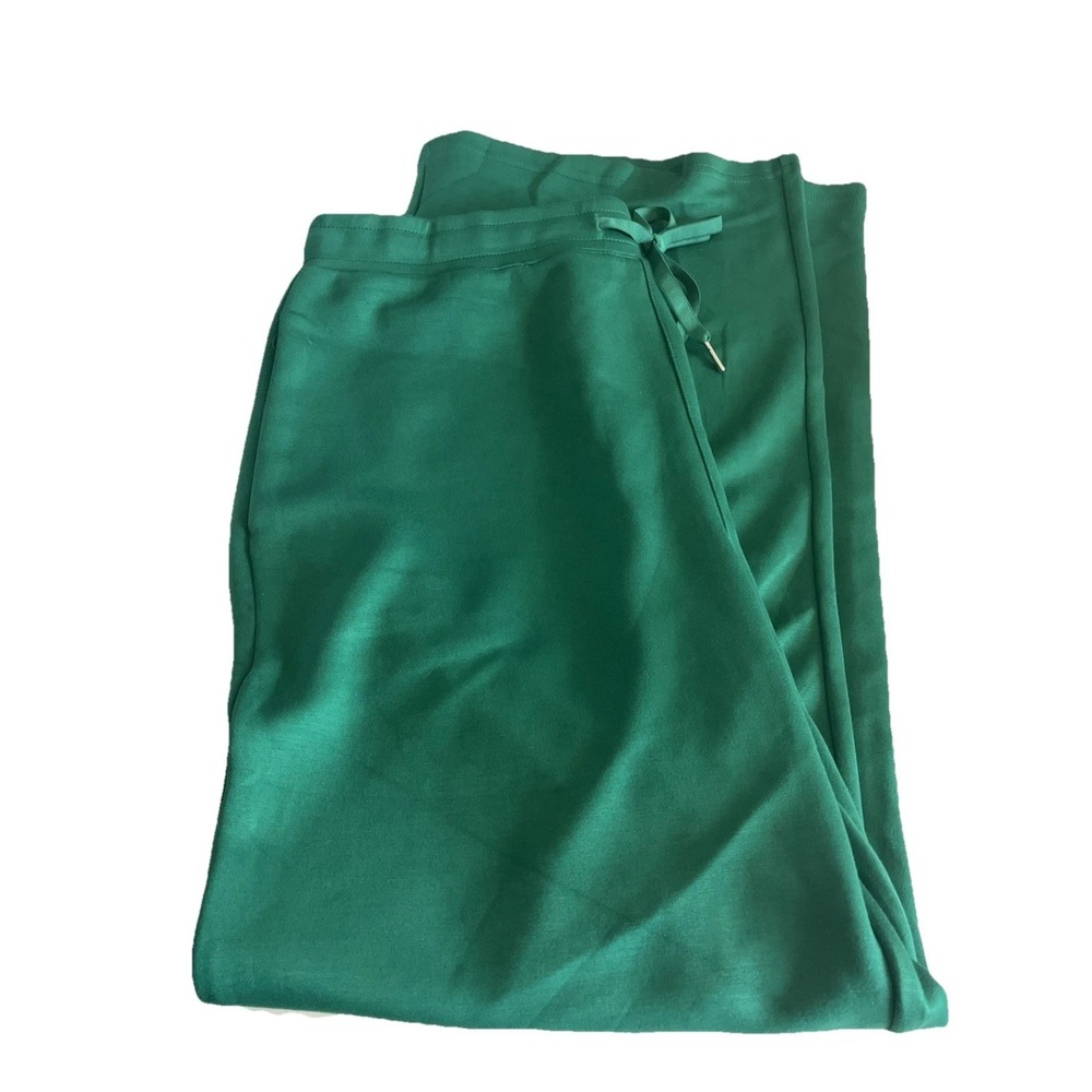 Anrabess Wide Leg Sweatpants Women Size L Green Like New Fleece Drawstring C176